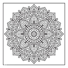 Intricate Mandala Design: A mesmerizing mandala illustration with a detailed intricate design composed of symmetrical patterns, perfect for adult coloring books, meditation.