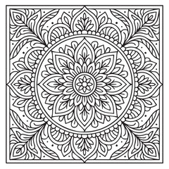 Intricate Mandala Design: A mesmerizing mandala illustration with a detailed intricate design composed of symmetrical patterns, perfect for adult coloring books, meditation.