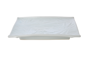 Grey Square ceramics plate with bamboo pattern on transparent png