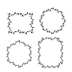 Floral Wreath Frame set –  Black Leaf Decorative Border Design