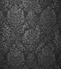Obraz premium Dark gray damask with silver highlights, repeating pattern, regal, classic