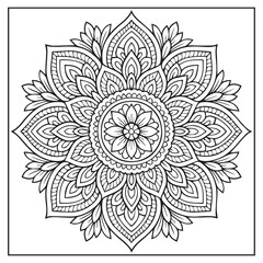 Intricate Mandala Design: A mesmerizing mandala illustration with a detailed intricate design composed of symmetrical patterns, perfect for adult coloring books, meditation.