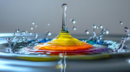 Colorful Water Drop Impact Macro Photography