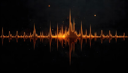 illustration of a sound wave, with a dark red illustration and a black background