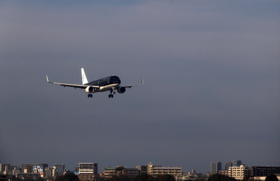 Fukuoka, Japan - January 19 2025 : starflyer airline take off in Fukuoka airport