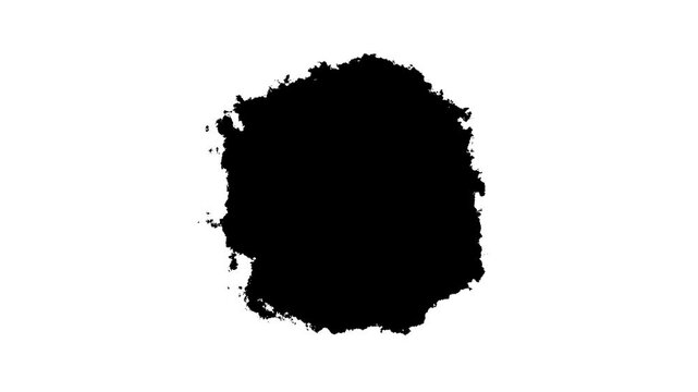 Black ink spot spreading from center. Video revealer with alpha channel