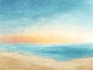 Obraz premium Watercolor Painting of a Peaceful Coastal Scene