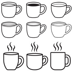 Obraz premium set of black vector various Coffee Mug Silhouette Design Vector Illustration