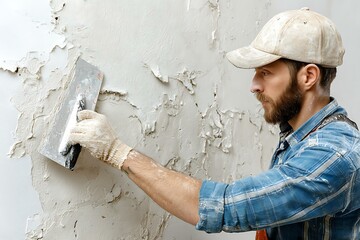 Plasterer Applying Plaster to Interior Wall