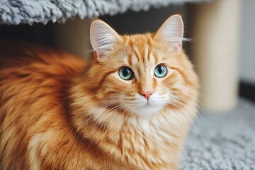 Naklejka premium Close-up of a beautiful ginger cat