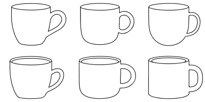 set of black vector various Coffee Mug Silhouette Design Vector Illustration