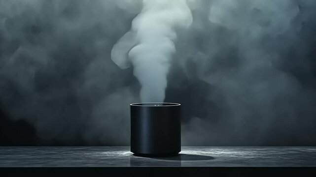 Aromatherapy diffuser releasing soothing mist in a serene, dimly lit environment