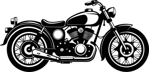 Obraz premium High-Quality Classic Vintage Motorcycle Silhouette Vector Illustration for Retro-Inspired Automotive Design, Branding, and Creative Projects