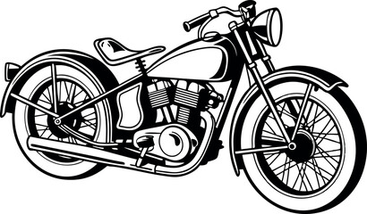 Fototapeta premium High-Quality Classic Vintage Motorcycle Silhouette Vector Illustration for Retro-Inspired Automotive Design, Branding, and Creative Projects