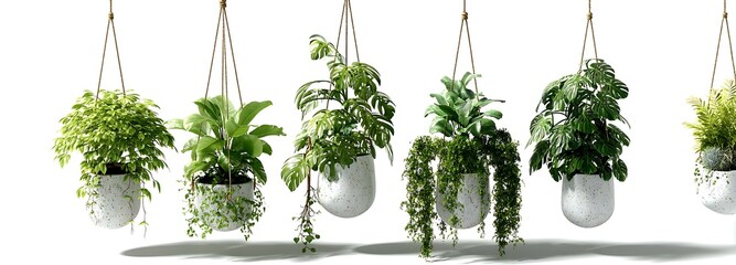 Fototapeta premium Hanging Potted Plants Display for Interior Design