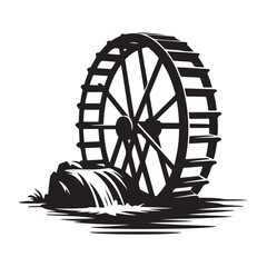 waterwheel Vector Black silhouettes. with white background © firoz