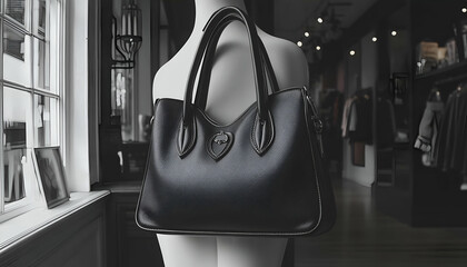 Dark Gray Textured Tote Bag on Mannequin Display in Store