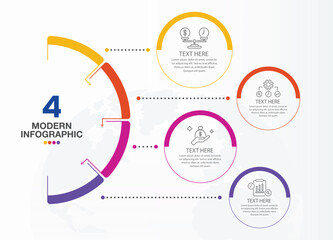Infographic template with 4 steps, process or options, process chart.