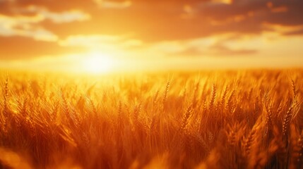 Obraz premium Golden wheat field at sunset (2)
