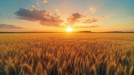 Obraz premium Golden Wheat Field at Sunset (2)