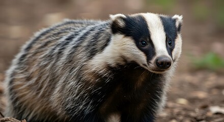 Alert Badger Portrait in Natural Habitat Wildlife Photography