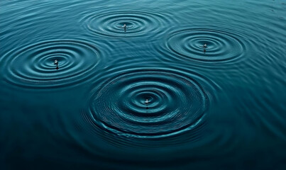 Dark Teal Water Surface with Concentric Ripples