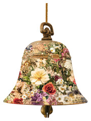 PNG Flower Collage Victorian bell New Year illustration floral.