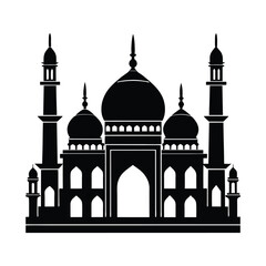 Grand Islamic Mosque Silhouette with Domes and Minarets