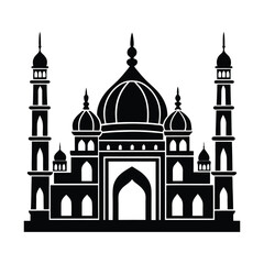 Grand Islamic Mosque Silhouette with Domes and Minarets