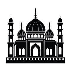 Grand Islamic Mosque Silhouette with Domes and Minarets