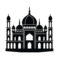 Grand Islamic Mosque Silhouette with Domes and Minarets
