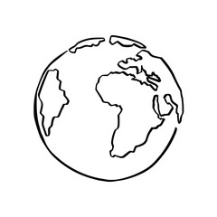 Symbol planet earth line illustration hand made vector