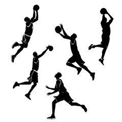 basketball players silhouettes vector