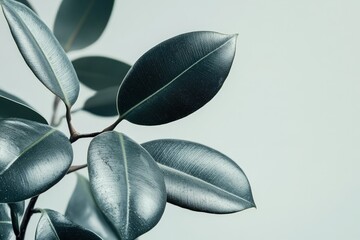 Obraz premium Close-up view of a plant's foliage against a neutral background.