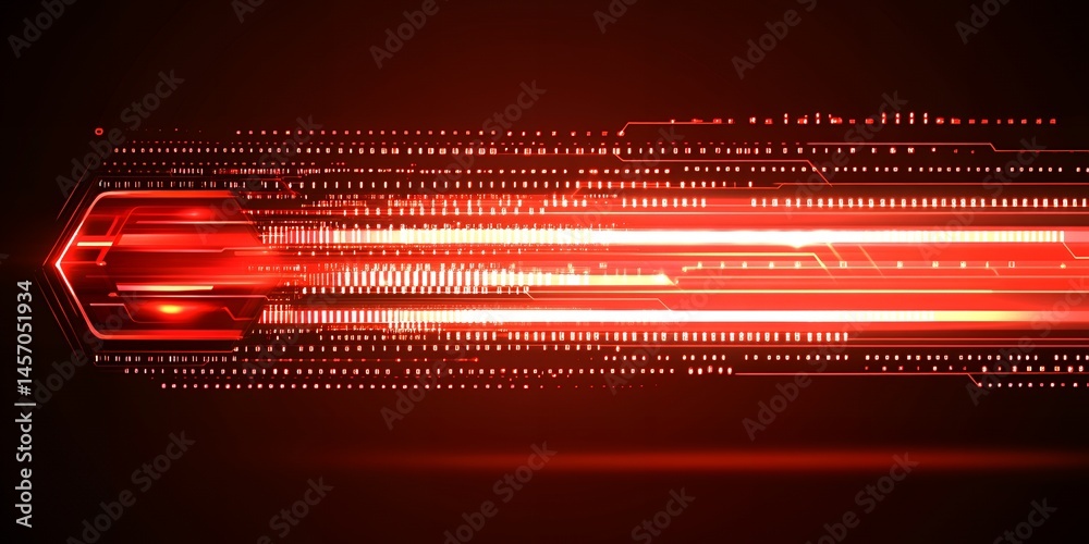 Poster abstract red technology background digital data stream futuristic design glowing lines and binary co