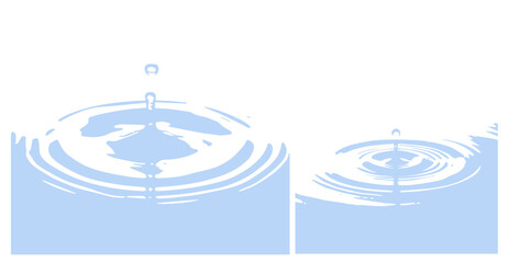 Light Blue Water Droplet Ripple Illustration: Simple and Clear Visual of Water Impact with Concentric Circular Waves on a Pure White Background
