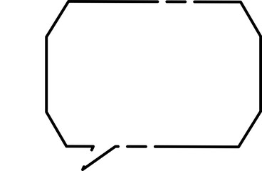 シンプル角ばったモノクロふきだし(しっぽ左)