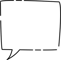 ゆるい四角の隙間のあるシンプルふきだし(しっぽ左)