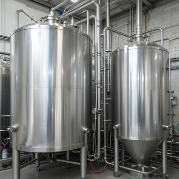 Milk factory equipment - storage tank and dairy pasteurisation system