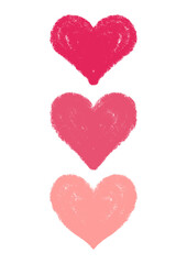 red heart shape, set of hamd drawn hearts png cut out