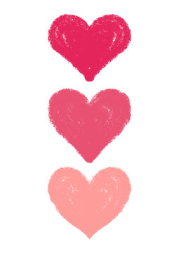 red heart shape, set of hamd drawn hearts png cut out