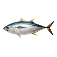 Fototapeta premium Shining Tuna in Detail: A striking, close-up of a Tuna fish, showcasing its sleek form, vibrant colors and the beauty of its aquatic world.
