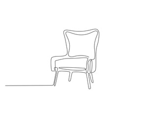 Sofa chair outline drawing illustration. Continuous line draw of modern furniture vector