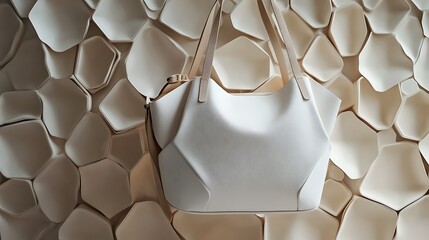 A white bag with soft brown hexagonal patterns arranged neatly