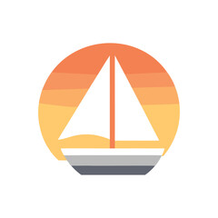 Sunset Sailboat Vector Illustration.