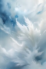 Feather Abstract in Blue and White
