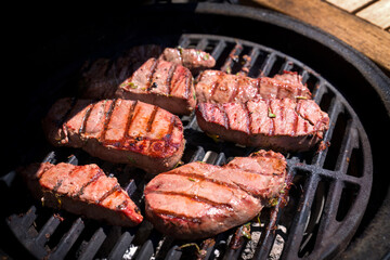 outdoor grilling on the balcony at a sunny day