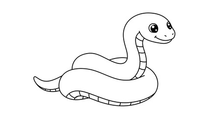 Obraz premium Cute Cartoon Snake Outline Illustration for Coloring or Educational Use