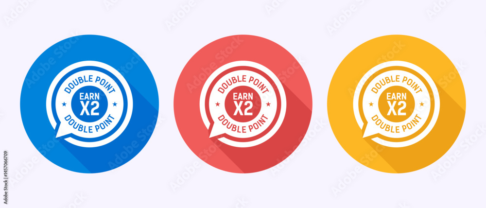 Fototapete earn x2 double point icon design illustration. earn x2 label badge sign in shadow button design