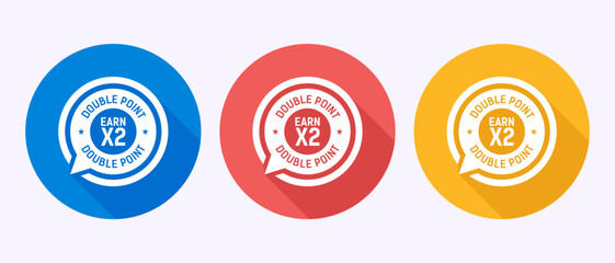 Earn x2 double point icon design illustration. Earn x2 label badge sign in shadow button design